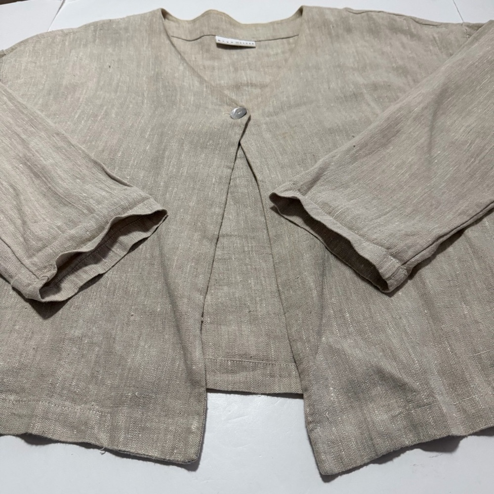 Bryn Walker Beige Linen Single Button Jacket Shru… - image 5